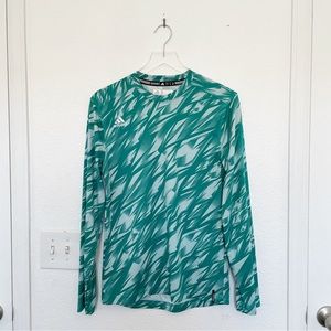 adidas Men’s Long Sleeve Teal Print White AdiPro Goalkeeper Jersey Shirt Small